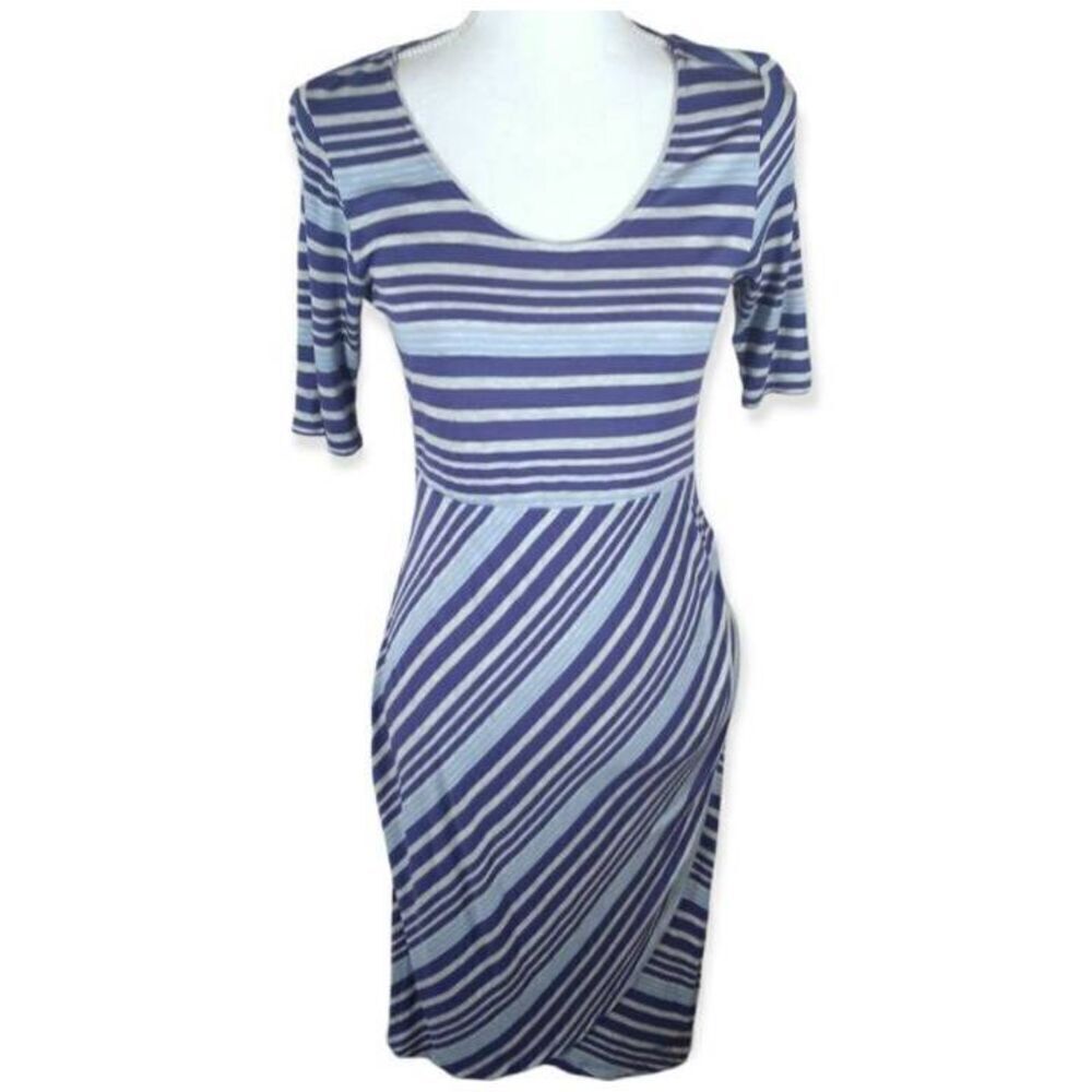JESSICA SIMPSON MATERNITY BLUE & GRAY STRIPE DRESS SZ.M EUC.